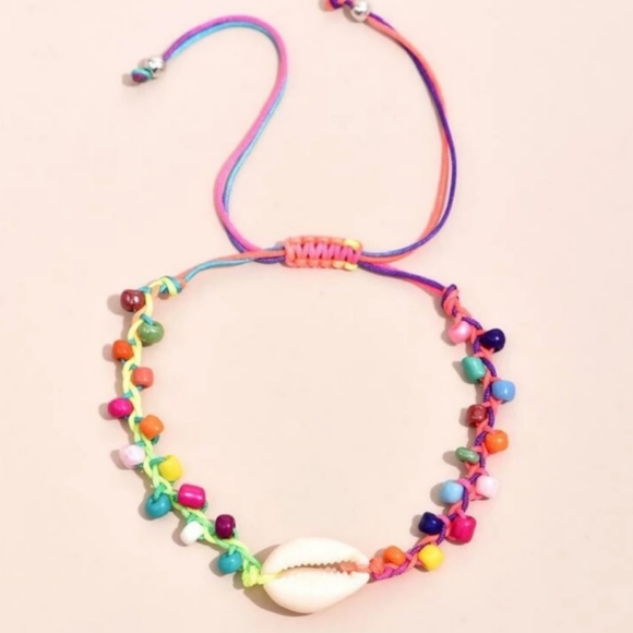 Colorful Beaded Seashell Ankle Bracelet - Picture 3 of 3